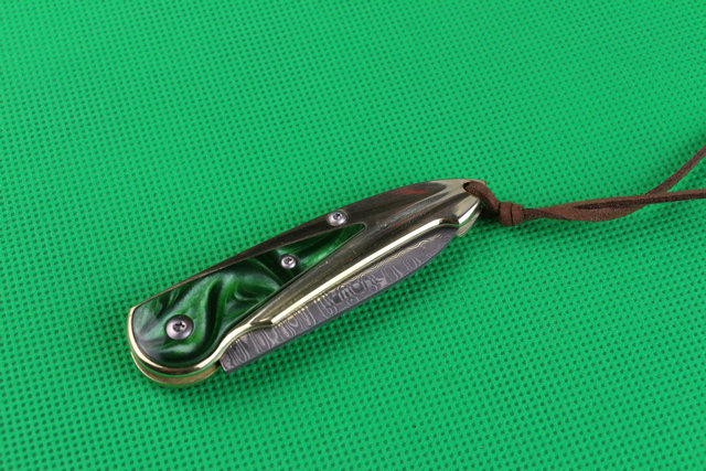  The Chinese Feast Damascus steel no lock folding knife UD402180 